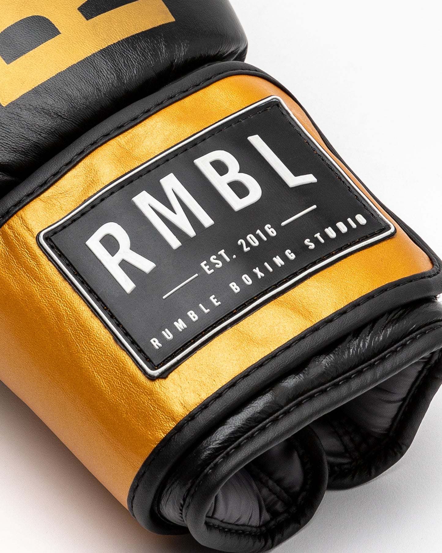 Premium RMBL Leather Gloves Black and Gold